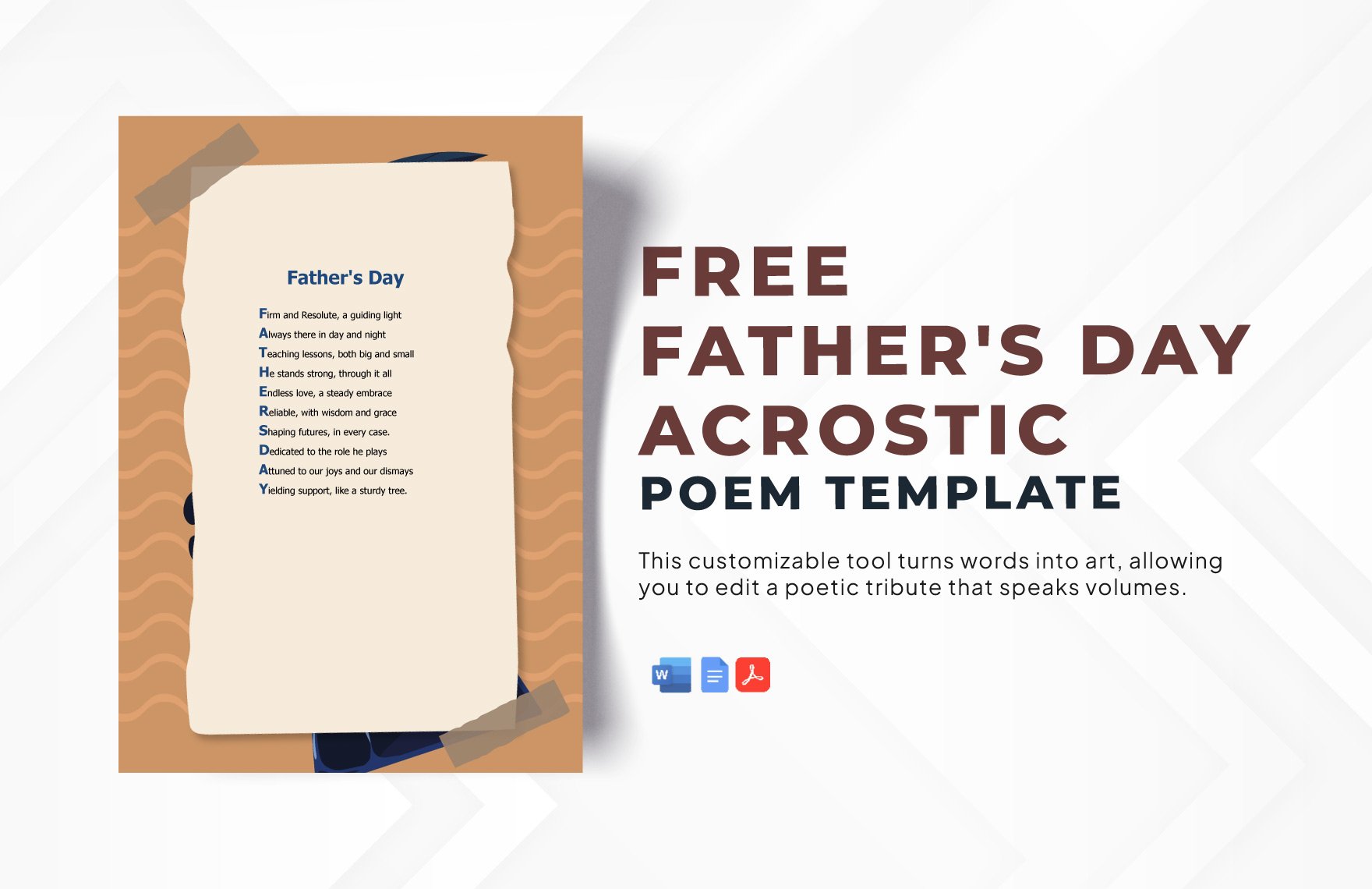 Free Father's Day Acrostic Poem Template in Word, Google Docs, PDF