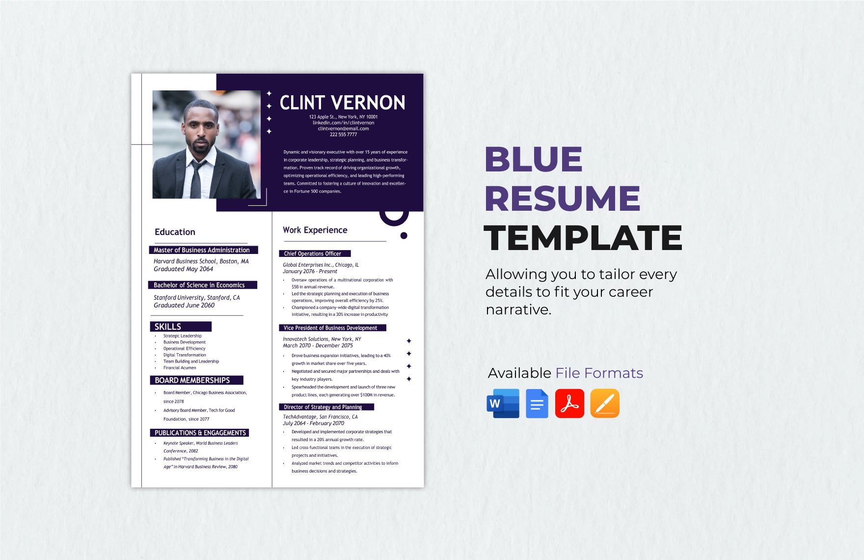 Free Blue Resume Template in Word, Google Docs, PDF, Apple Pages