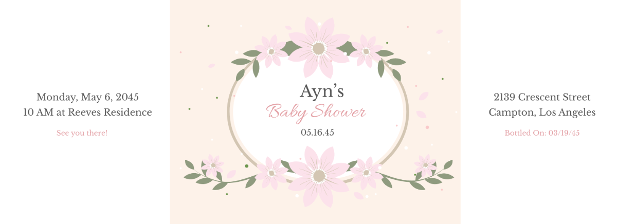 Floral Baby Shower Bottle Label Template