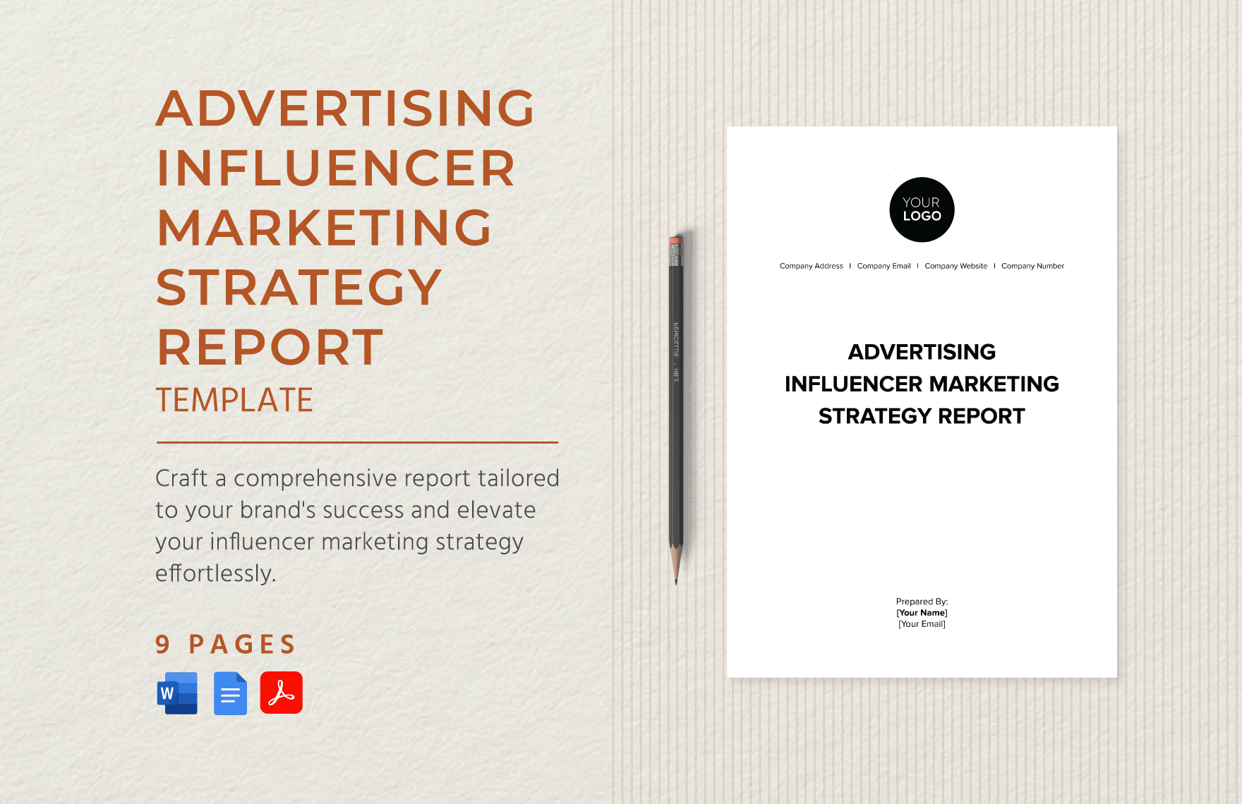 Advertising Influencer Marketing Strategy Report Template in Word, Google Docs, PDF