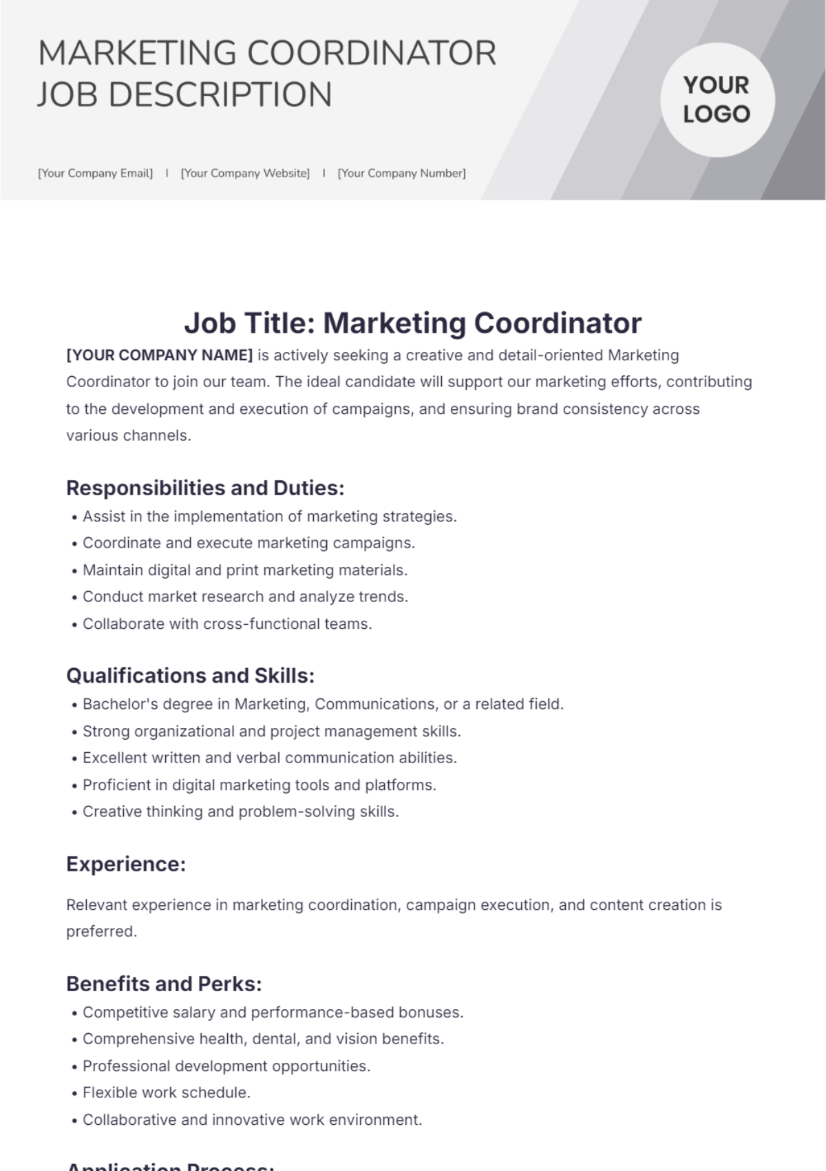 Free Marketing Coordinator Job Description Template To Edit Online