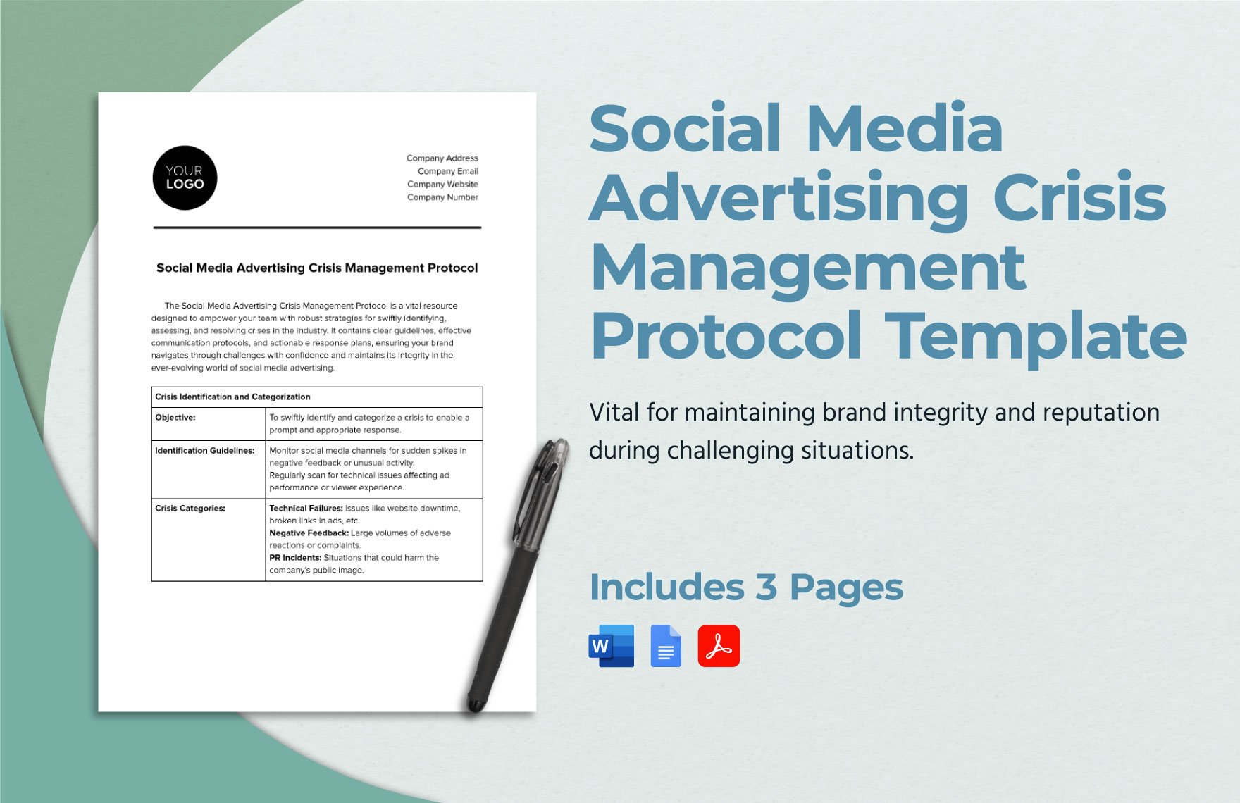 Social Media Advertising Crisis Management Protocol Template in Word, Google Docs, PDF