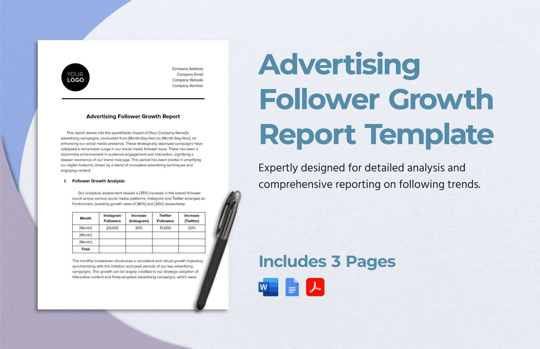 Advertising Follower Growth Report Template in Google Docs