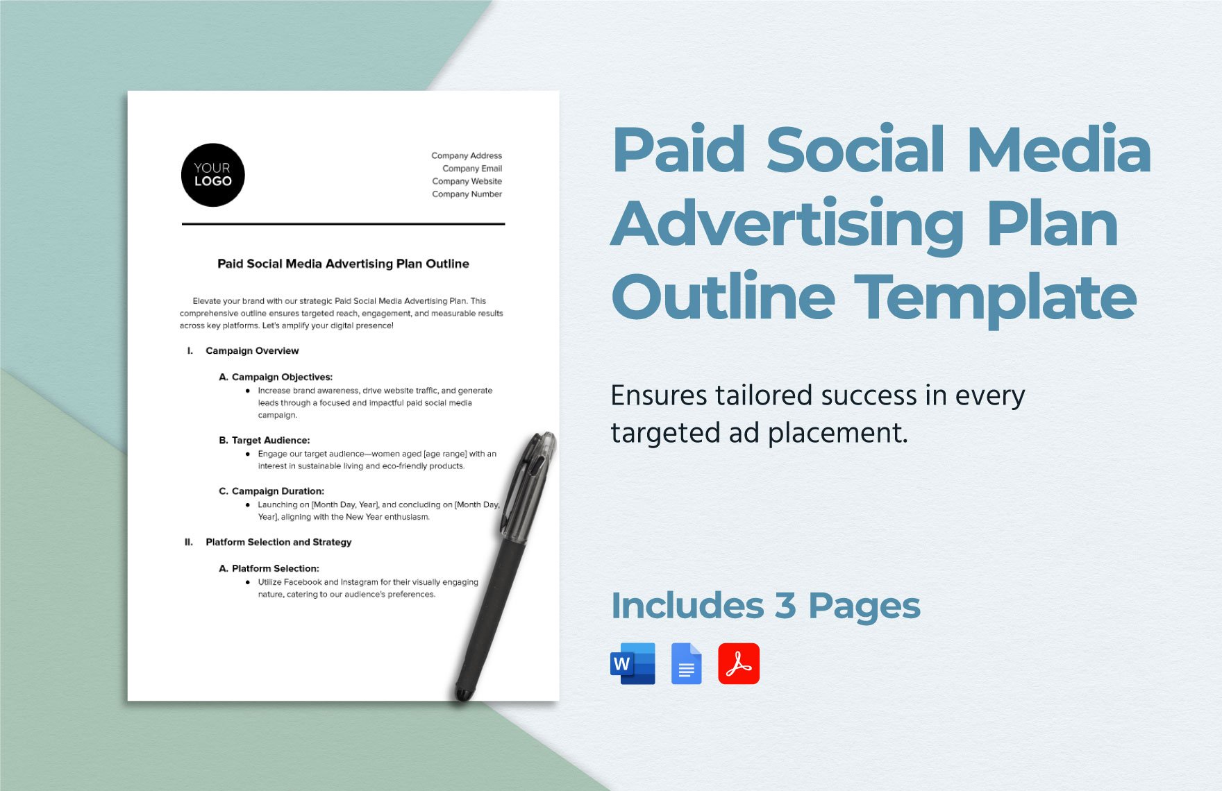 Paid Social Media Advertising Plan Outline Template