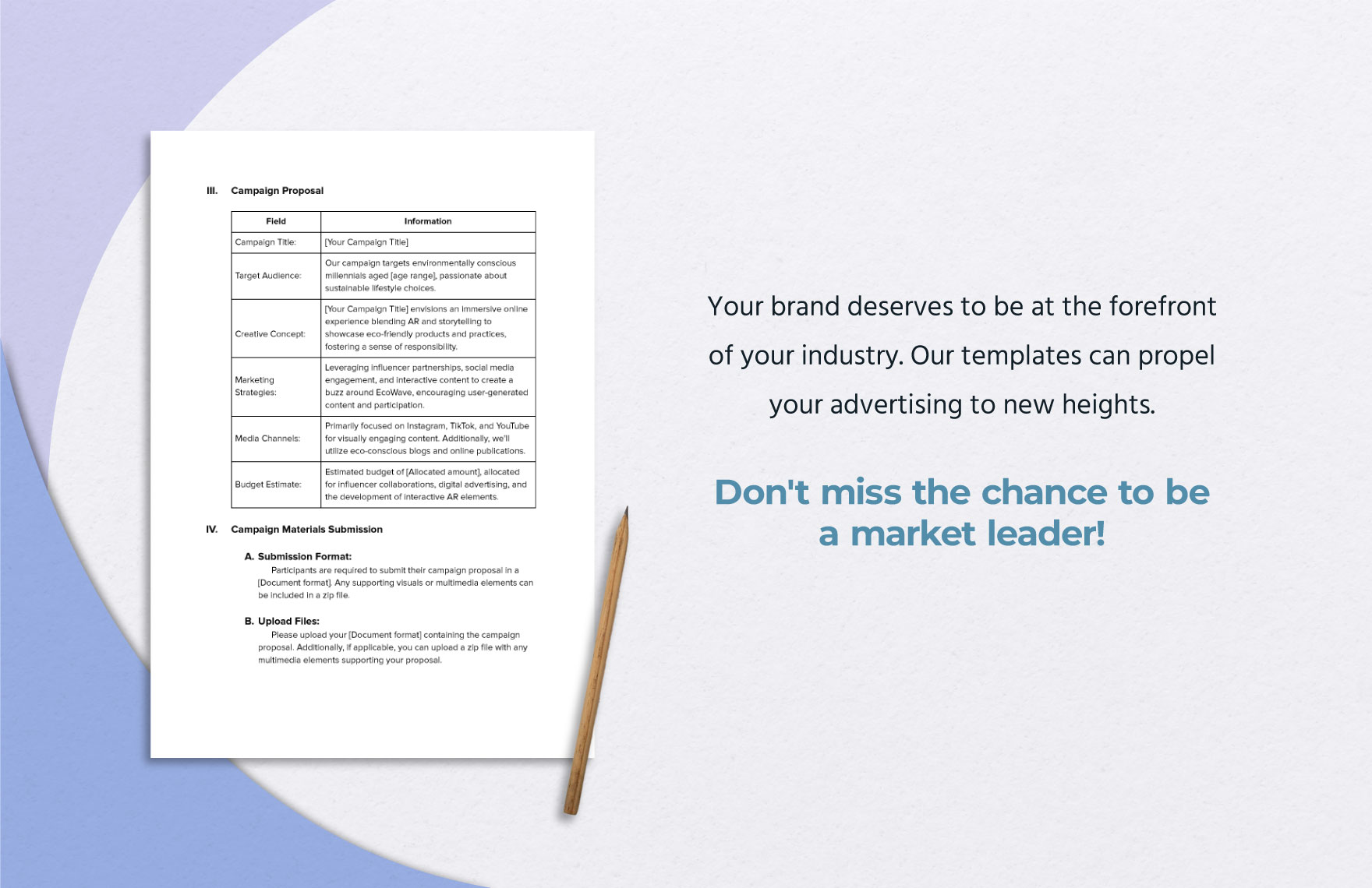 Advertising Campaign Contest Entry Form Template
