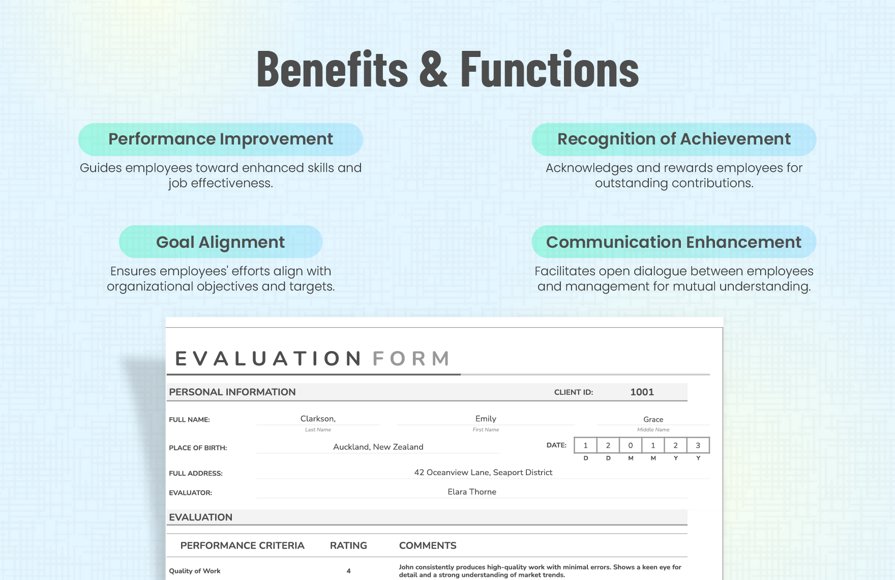 Employee Evaluation Form Template