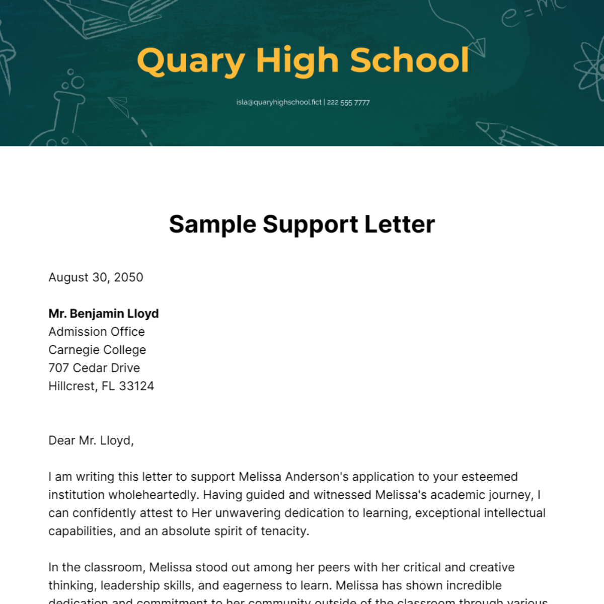 Sample Support Letter Template