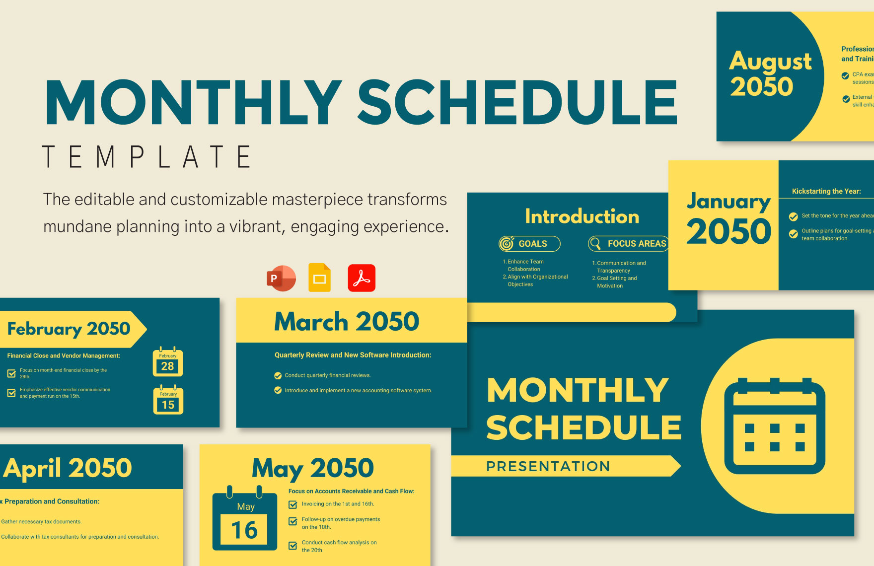 Monthly Schedule Template Download in PDF, PowerPoint, Google Slides