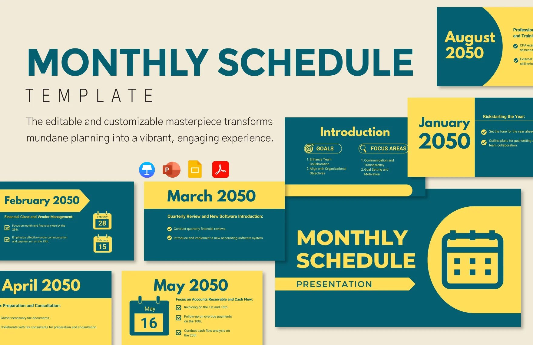 Monthly Schedule Template in PDF, PowerPoint, Google Slides, Apple Keynote