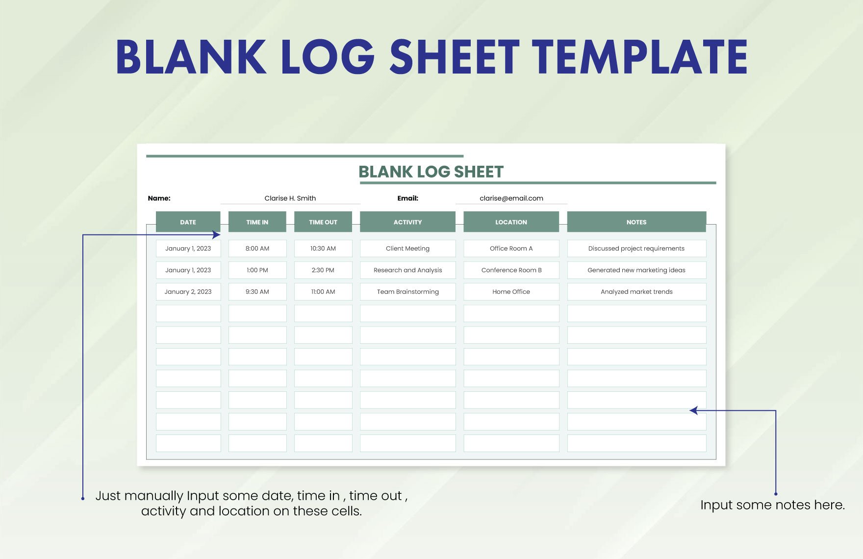Blank Log Sheet Template