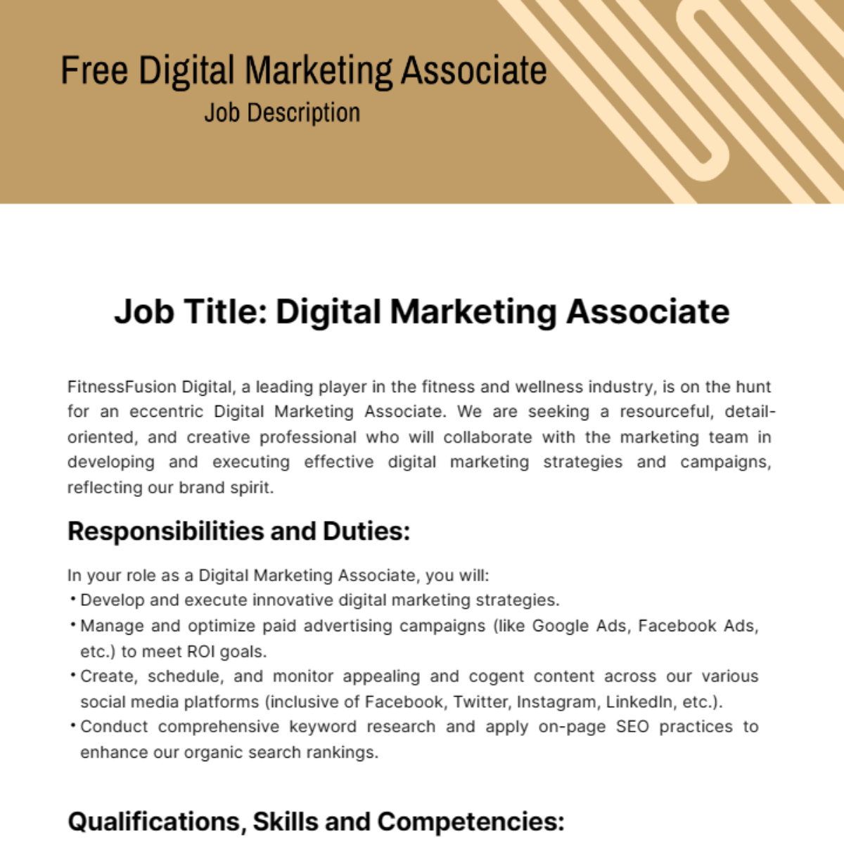 Digital Marketing Associate Job Description Template