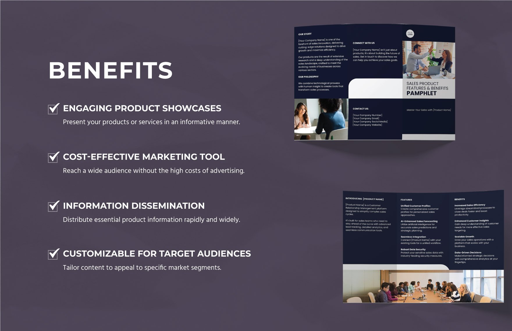 Sales Product Features and Benefits Pamphlet Template