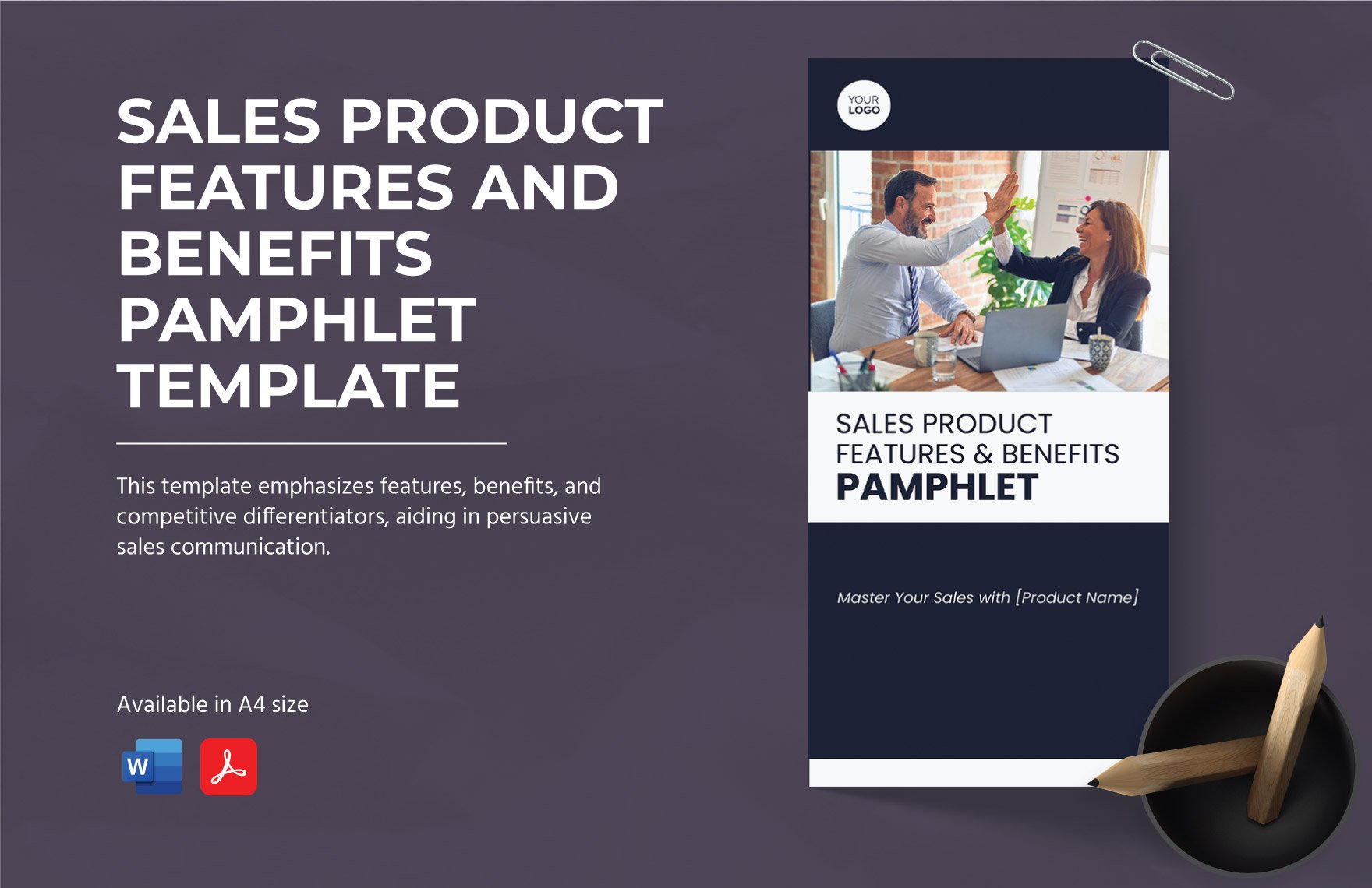 Sales Product Features and Benefits Pamphlet Template