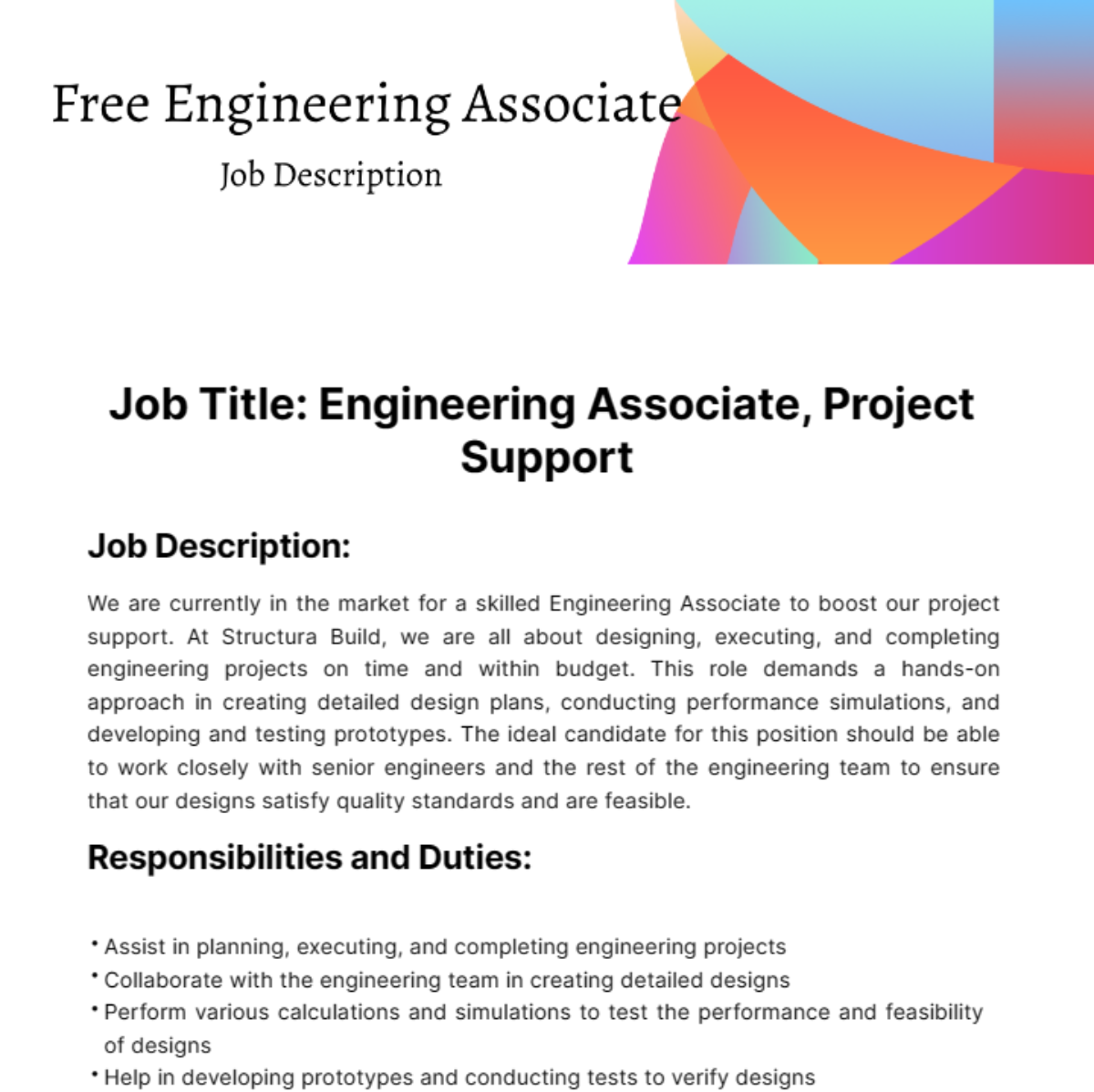 Engineering Associate Job Description Template