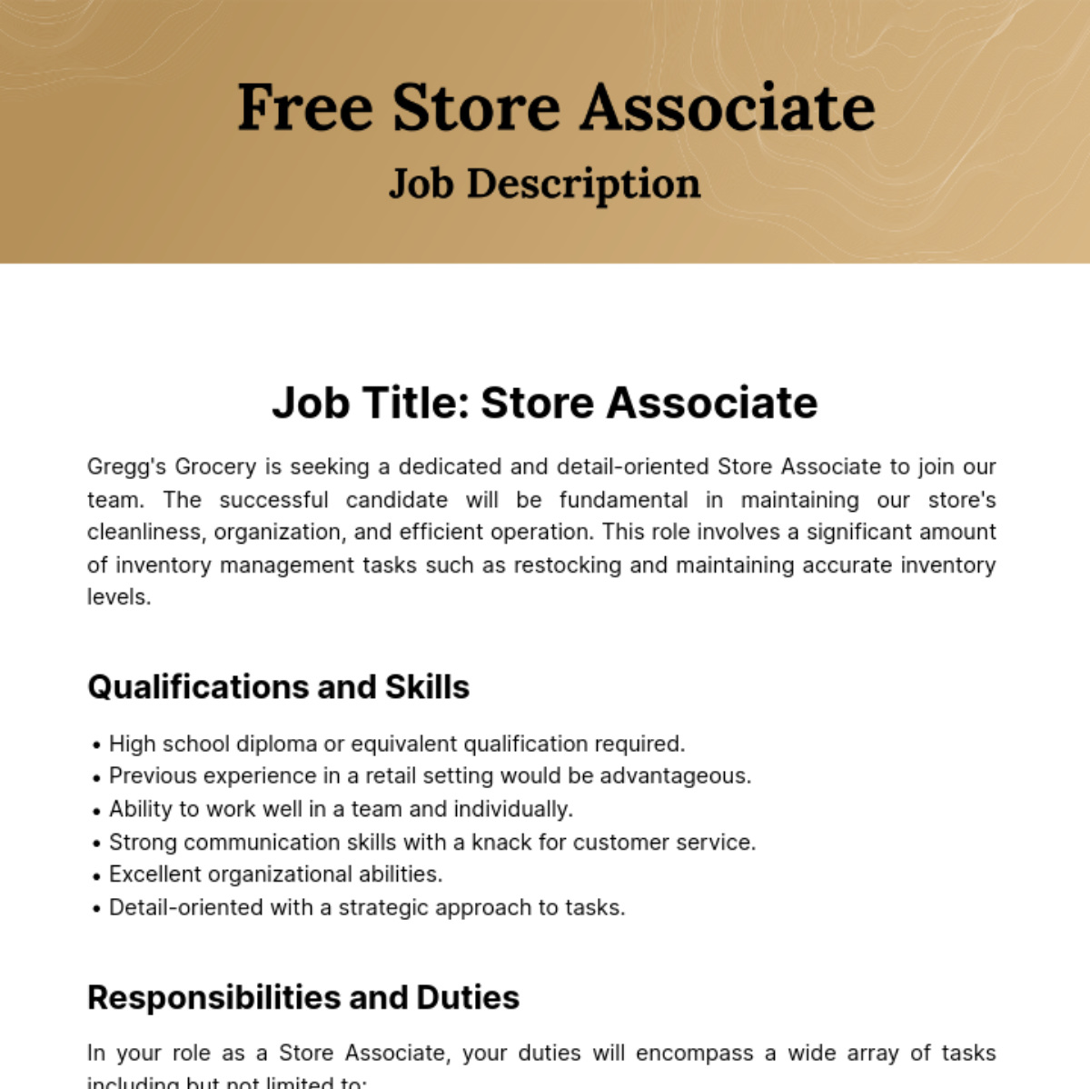 Store Associate Job Description Template