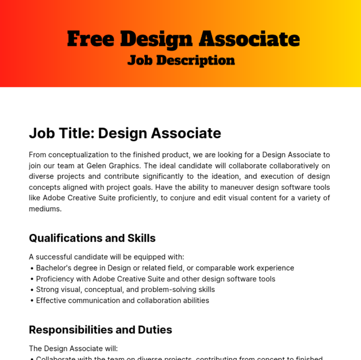 Design Associate Job Description Template