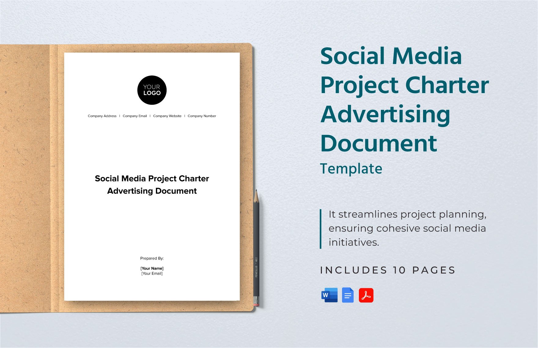 Social Media Project Charter Advertising Document Template in Word, Google Docs, PDF