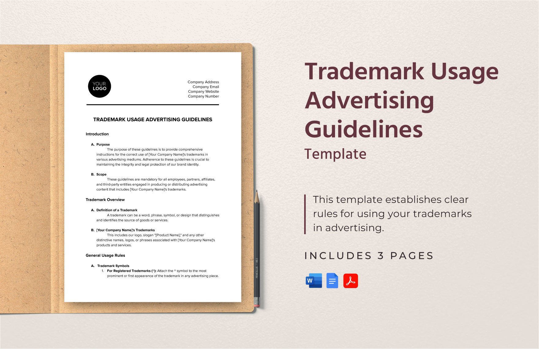 Trademark Usage Advertising Guidelines Template in Word, Google Docs, PDF