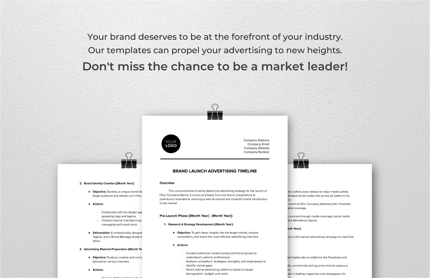 Brand Launch Advertising Timeline Template