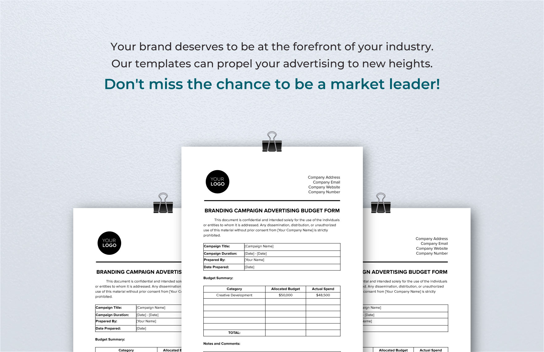 Branding Campaign Advertising Budget Form Template