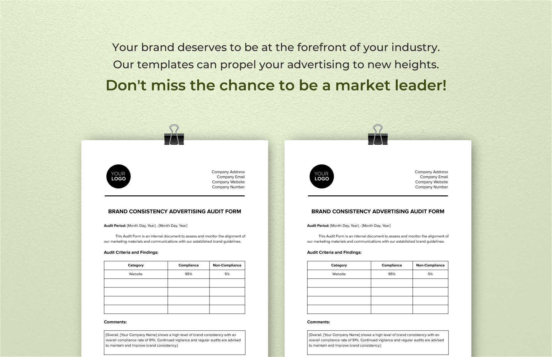 Brand Consistency Advertising Audit Form Template