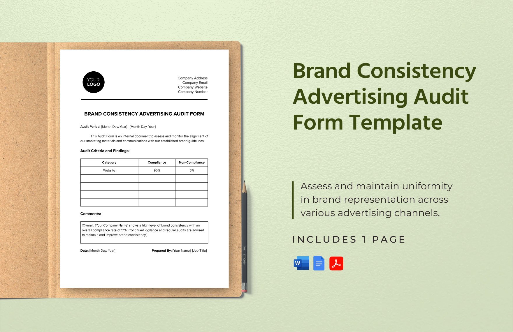 Brand Consistency Advertising Audit Form Template in Word, Google Docs, PDF