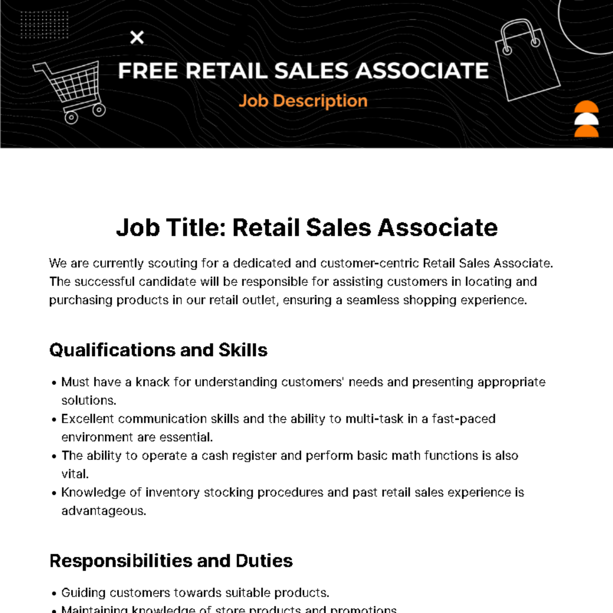 Retail  Sales Associate Job Description Template