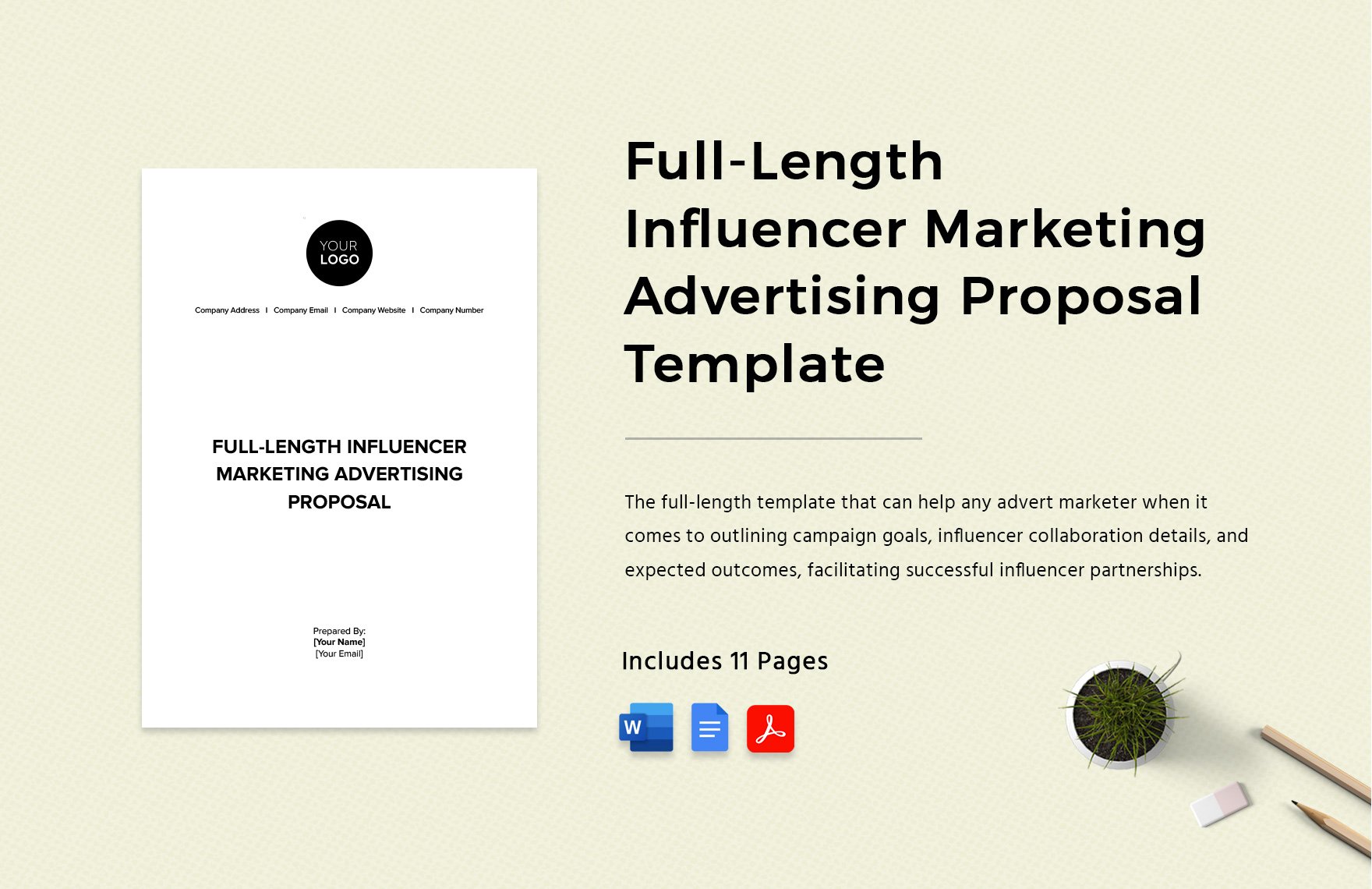 Full-Length Influencer Marketing Advertising Proposal Template in Word, Google Docs, PDF