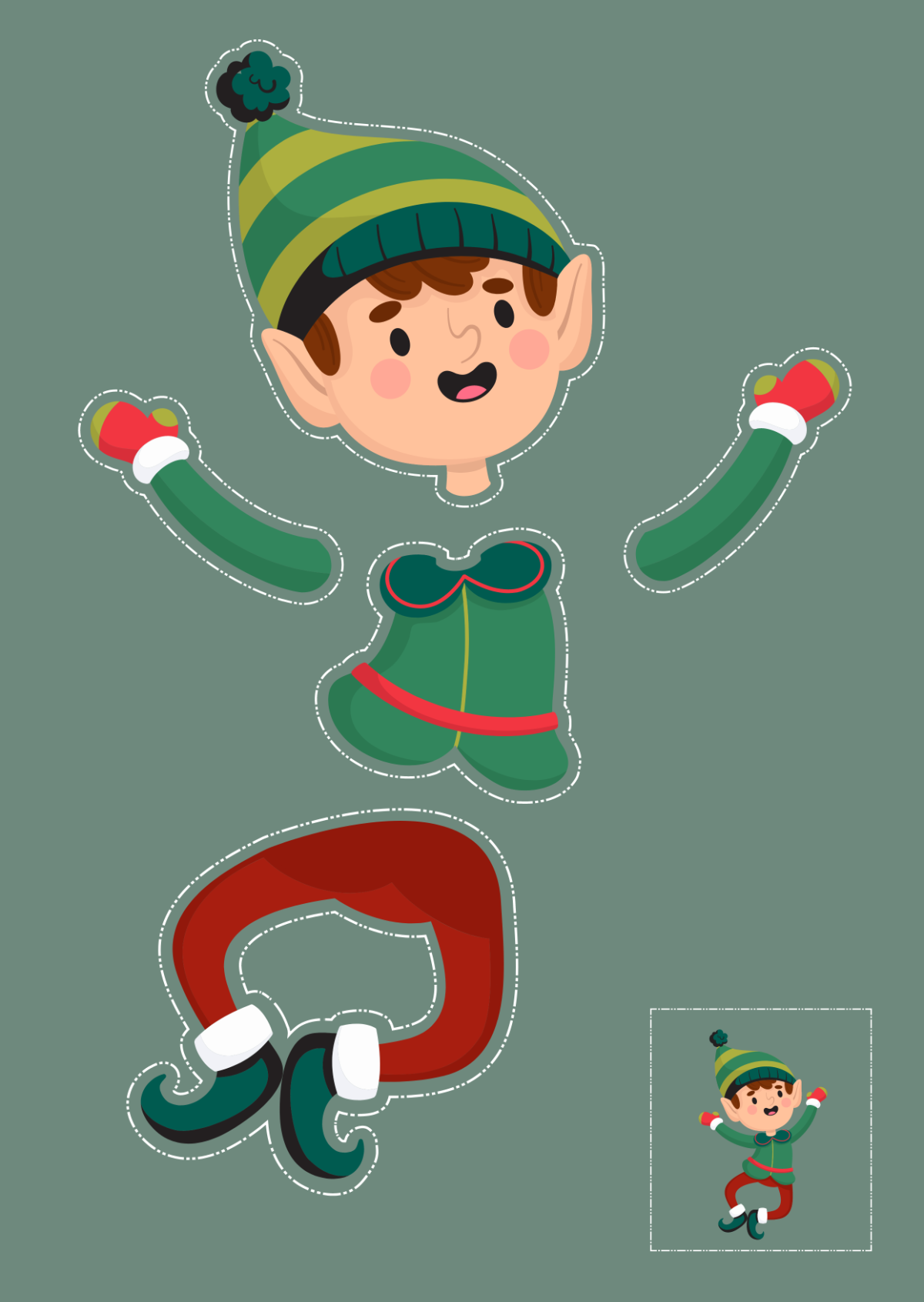 Free Christmas Elf Cut Out Template