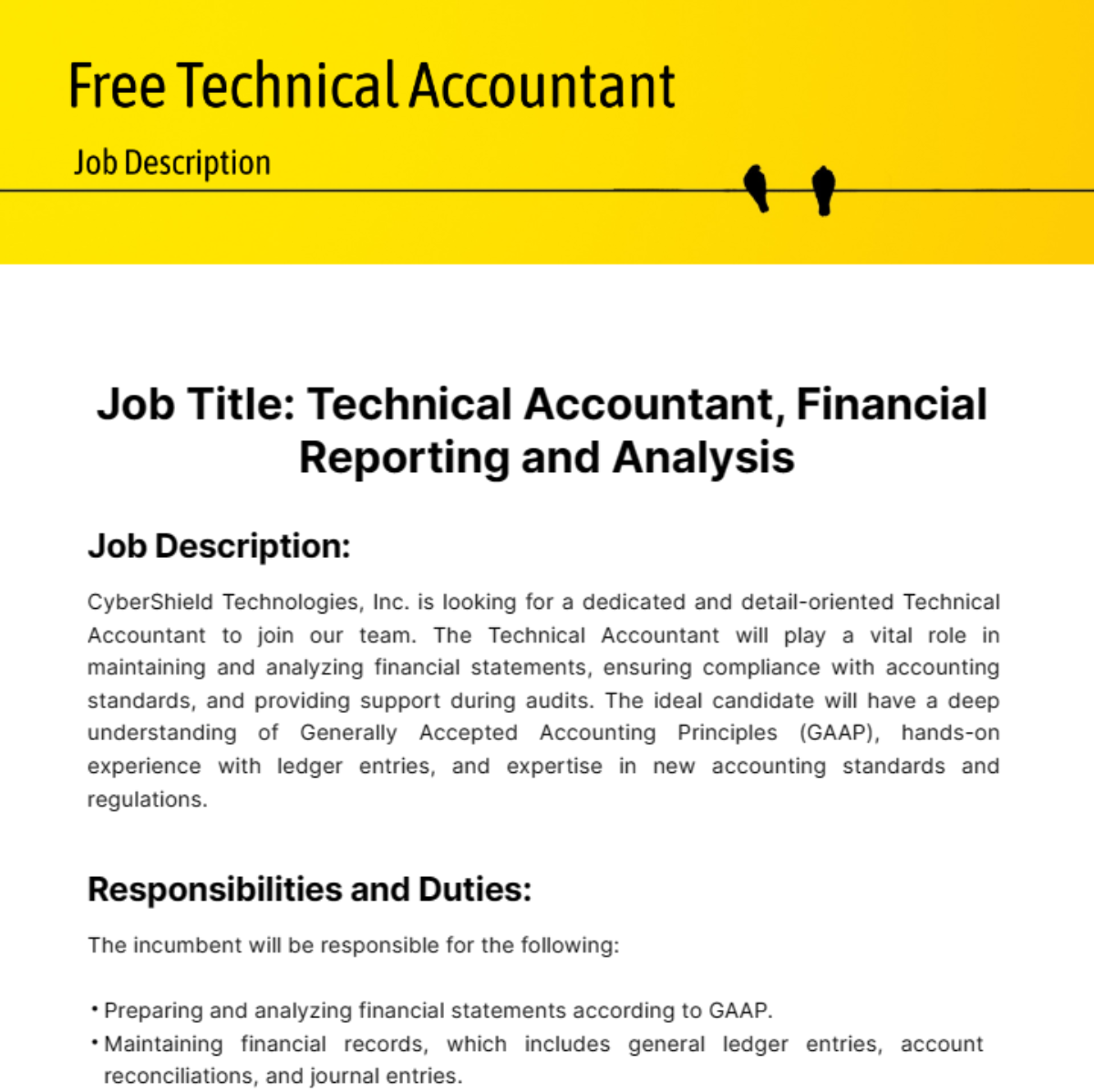 Technical Accountant Job Description Template