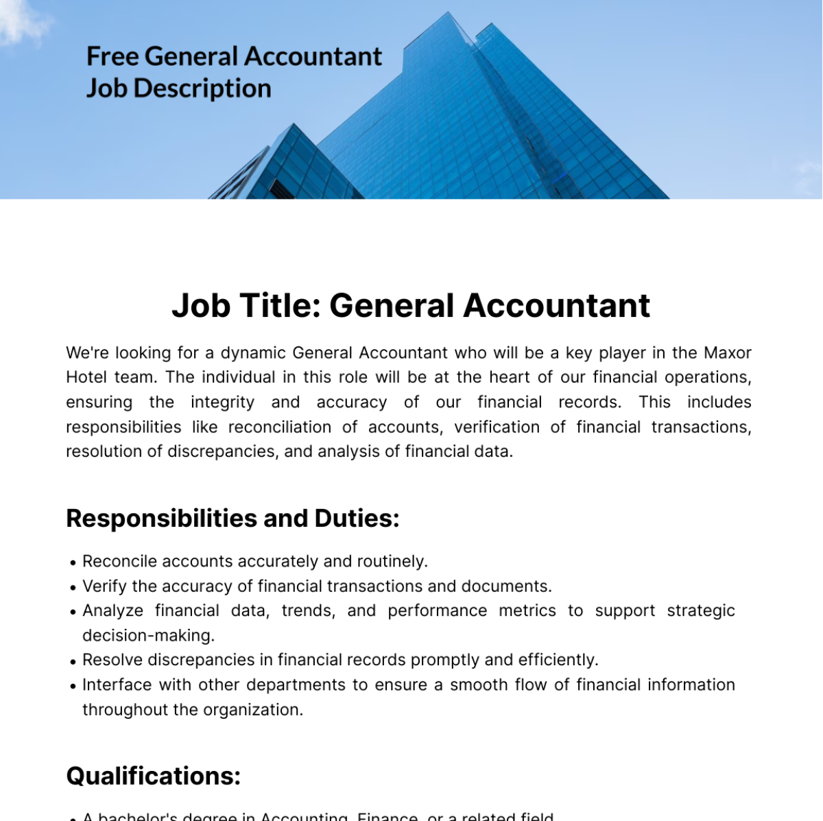 General Accountant Job Description Template