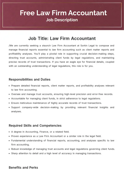 Free Law Firm Accounting Job Description Template to Edit Online