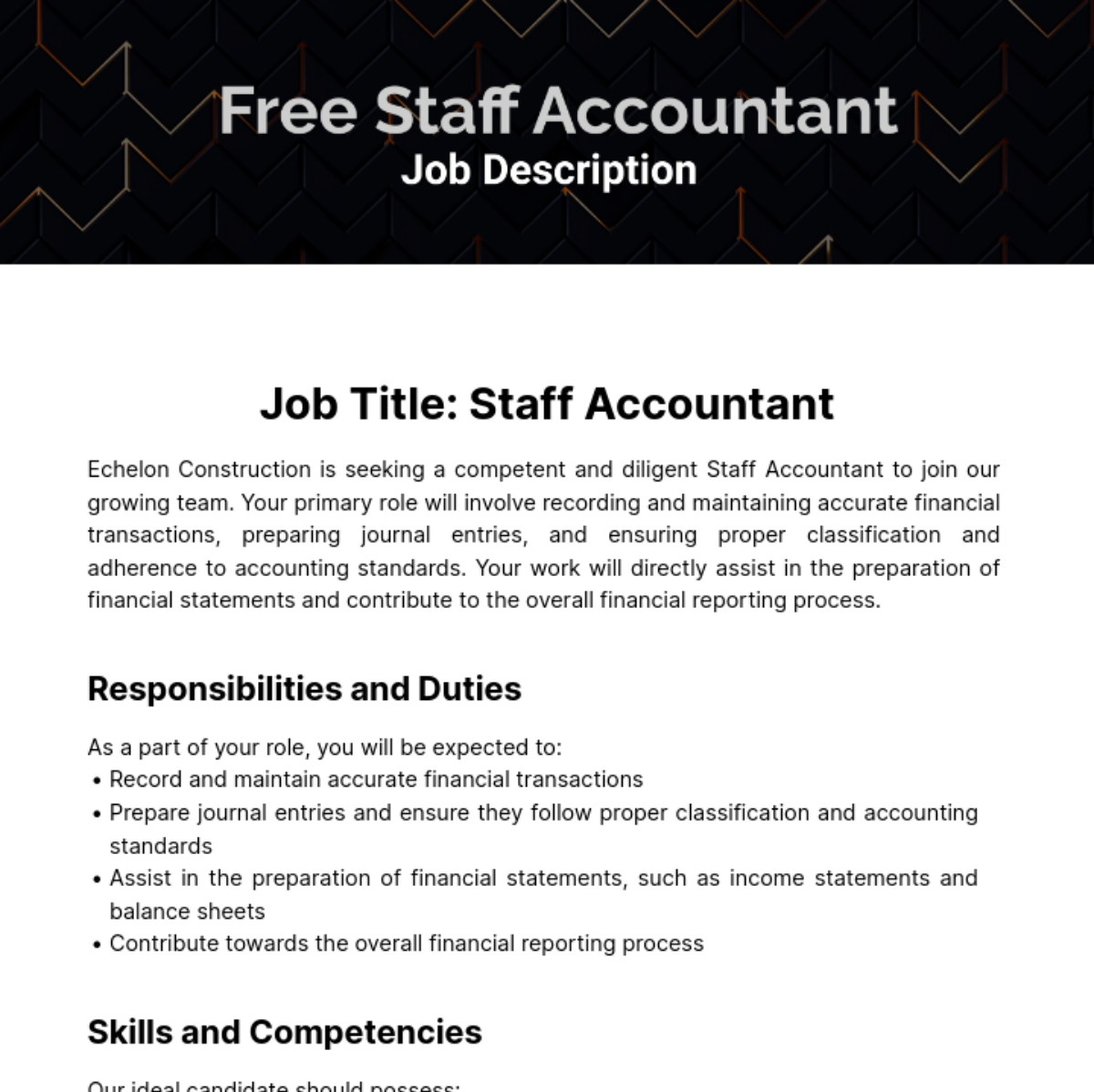 Staff Accounting Job Description Template