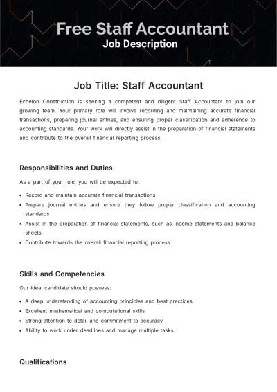 Free Staff Accounting Job Description Template to Edit Online