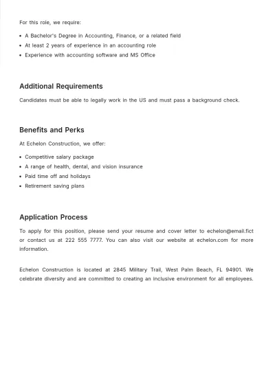 Free Staff Accounting Job Description Template to Edit Online