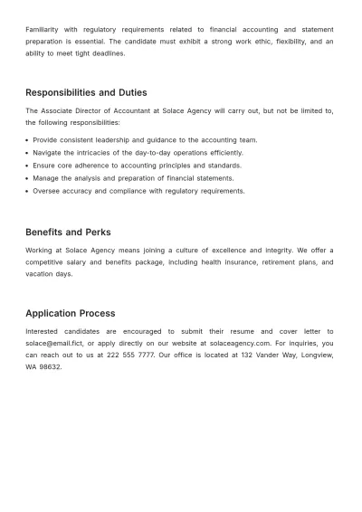 Free Associate Director of Accounting Job Description Template to Edit Online