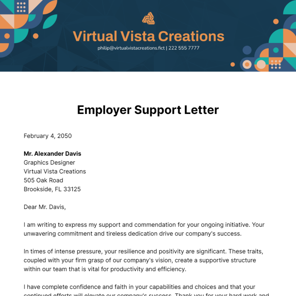 Employer Support Letter Template