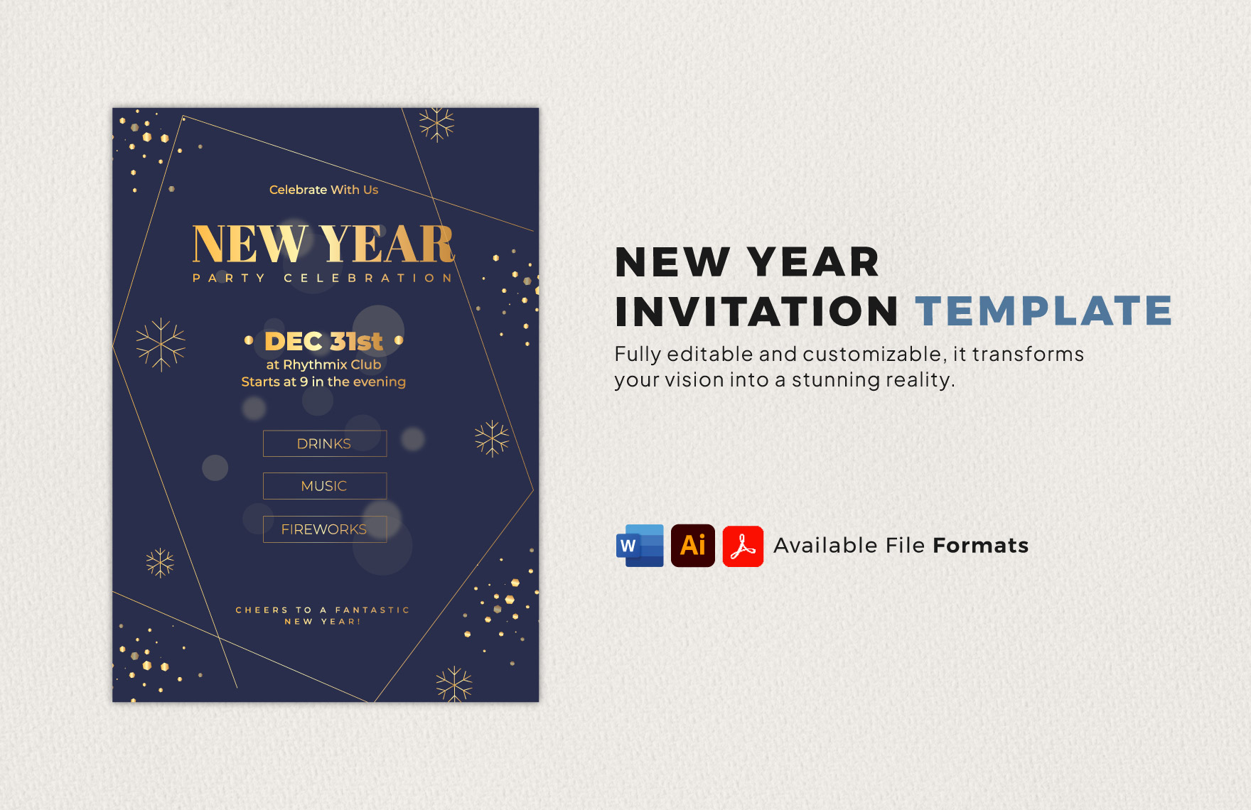 New Year Invitation Template in Word, Google Docs, PDF, Illustrator