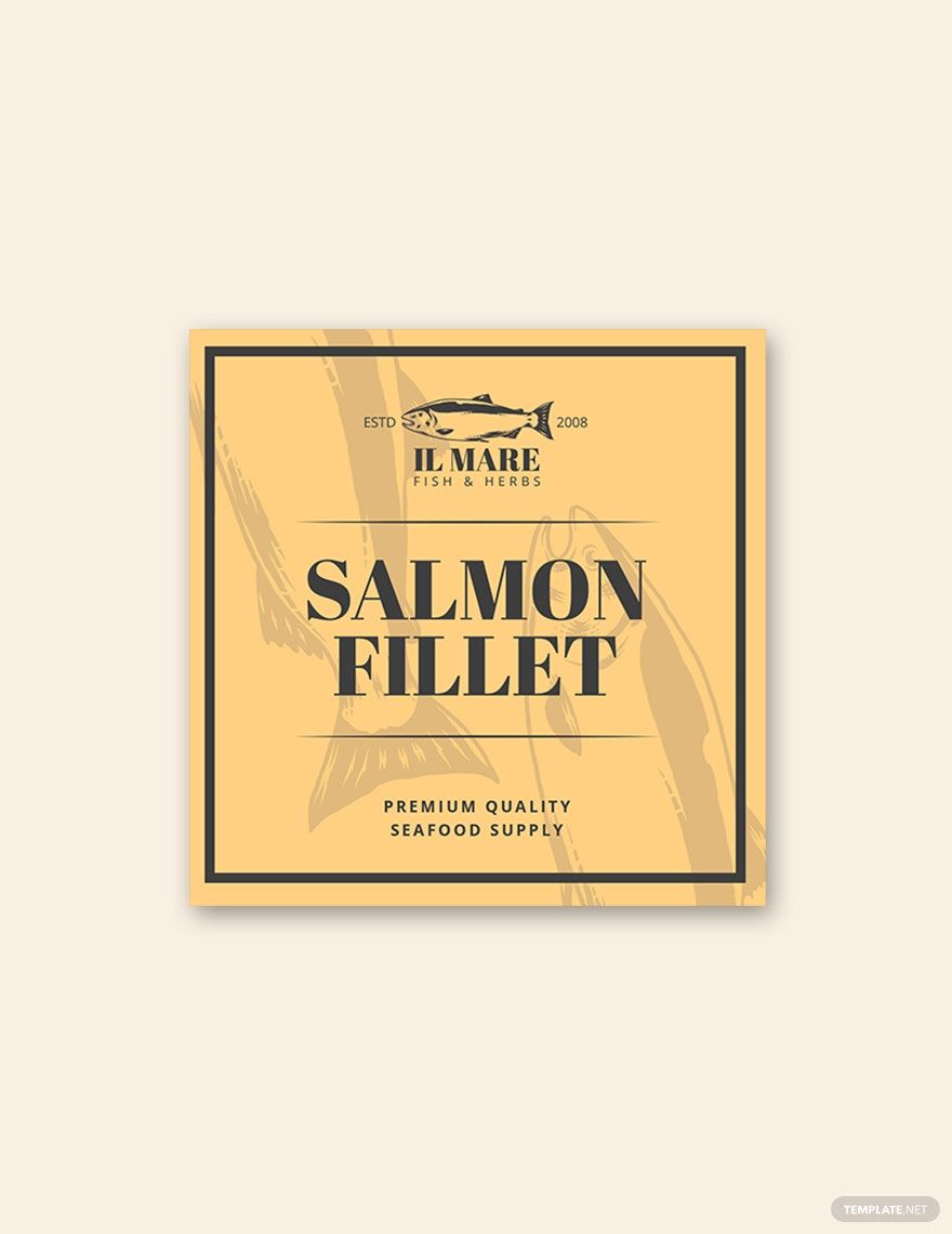 Vintage Fish And Sea Food Label Template
