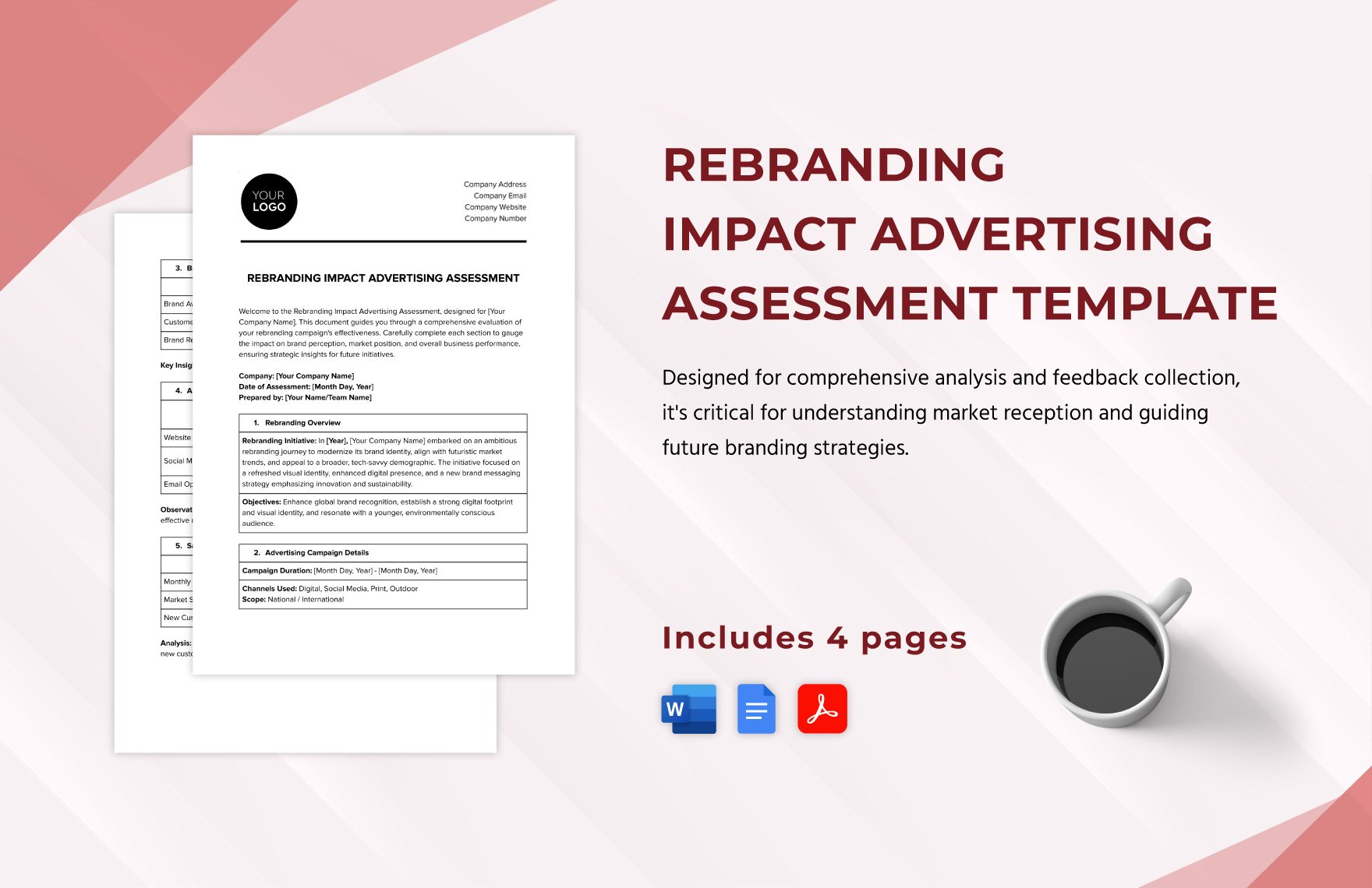 Rebranding Impact Advertising Assessment Template in Word, Google Docs, PDF