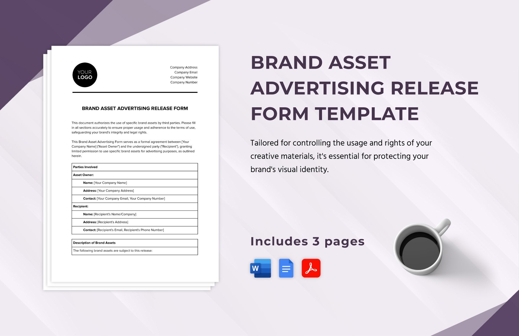 Brand Asset Advertising Release Form Template in Word, Google Docs, PDF