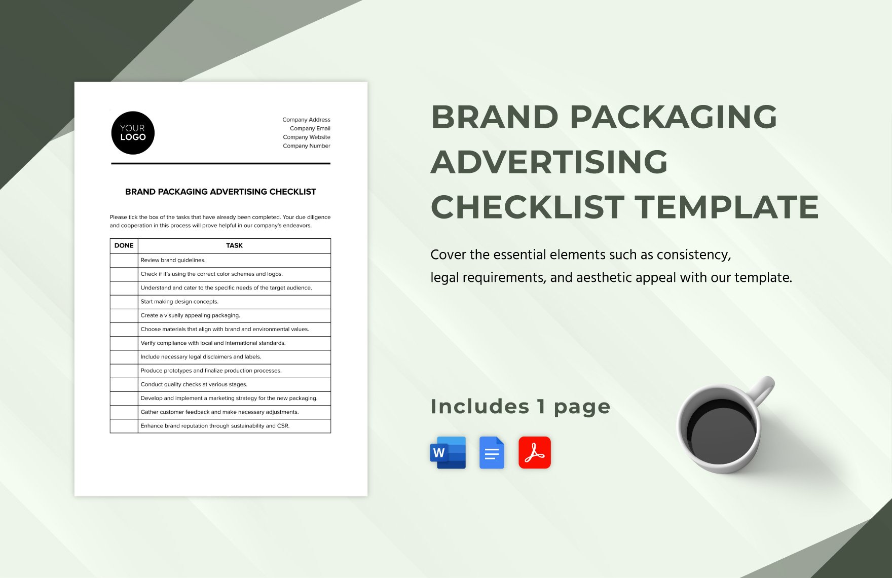 Brand Packaging Advertising Checklist Template in Word, Google Docs, PDF