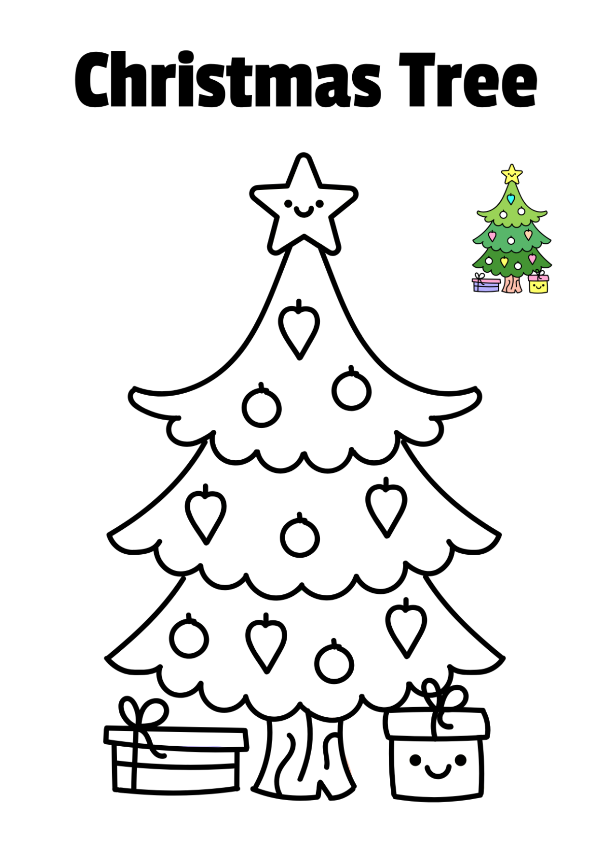 Christmas Tree Coloring Page Template