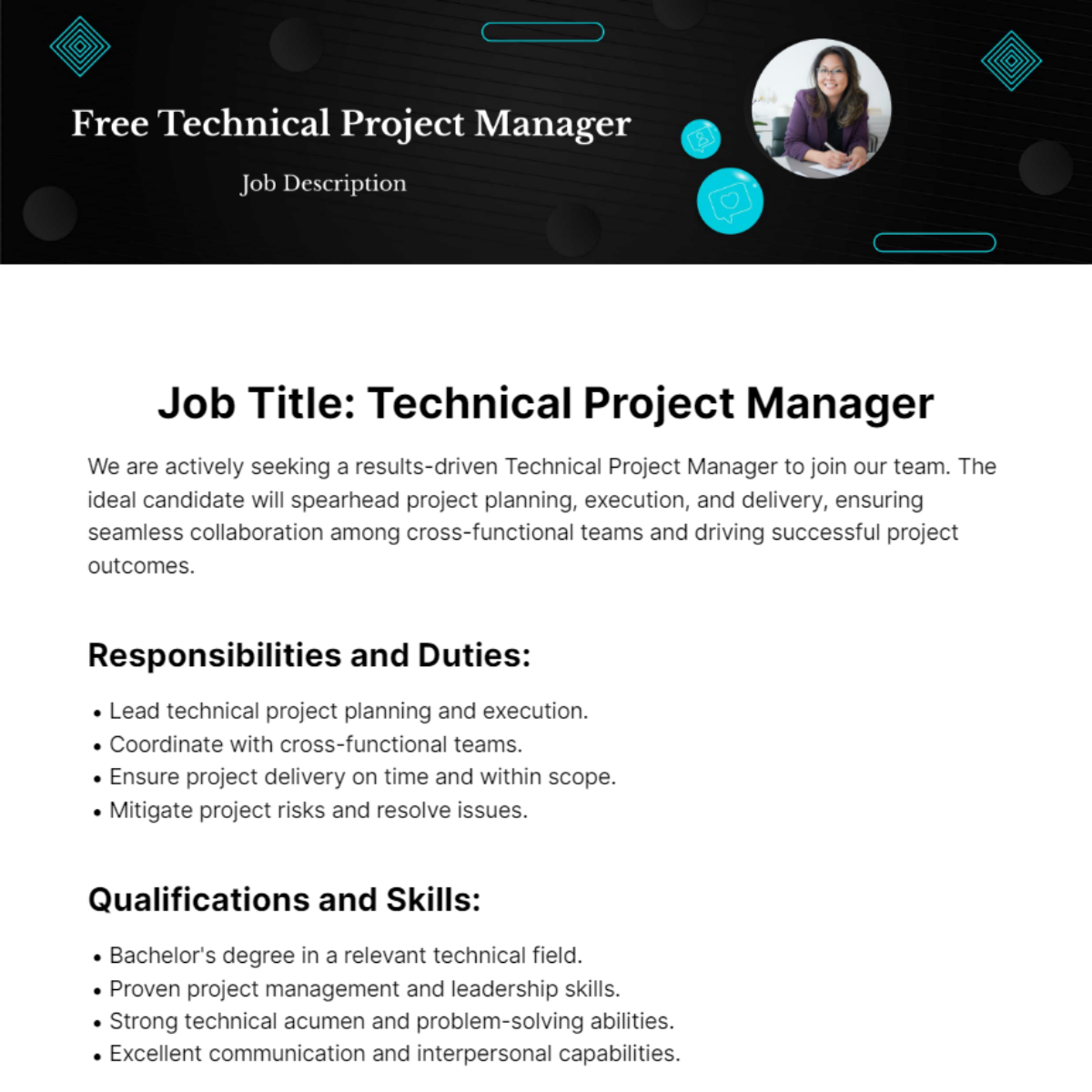Technical Project Manager Job Description Template