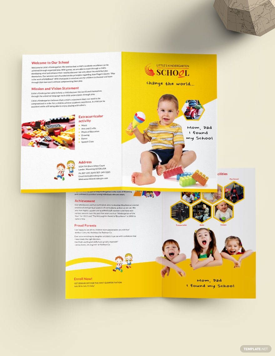 Kindergarten A4 Bi-Fold Brochure Template