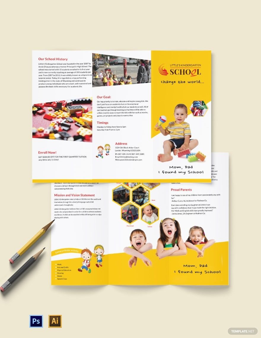 Kindergarten A3 Tri-Fold Brochure Template
