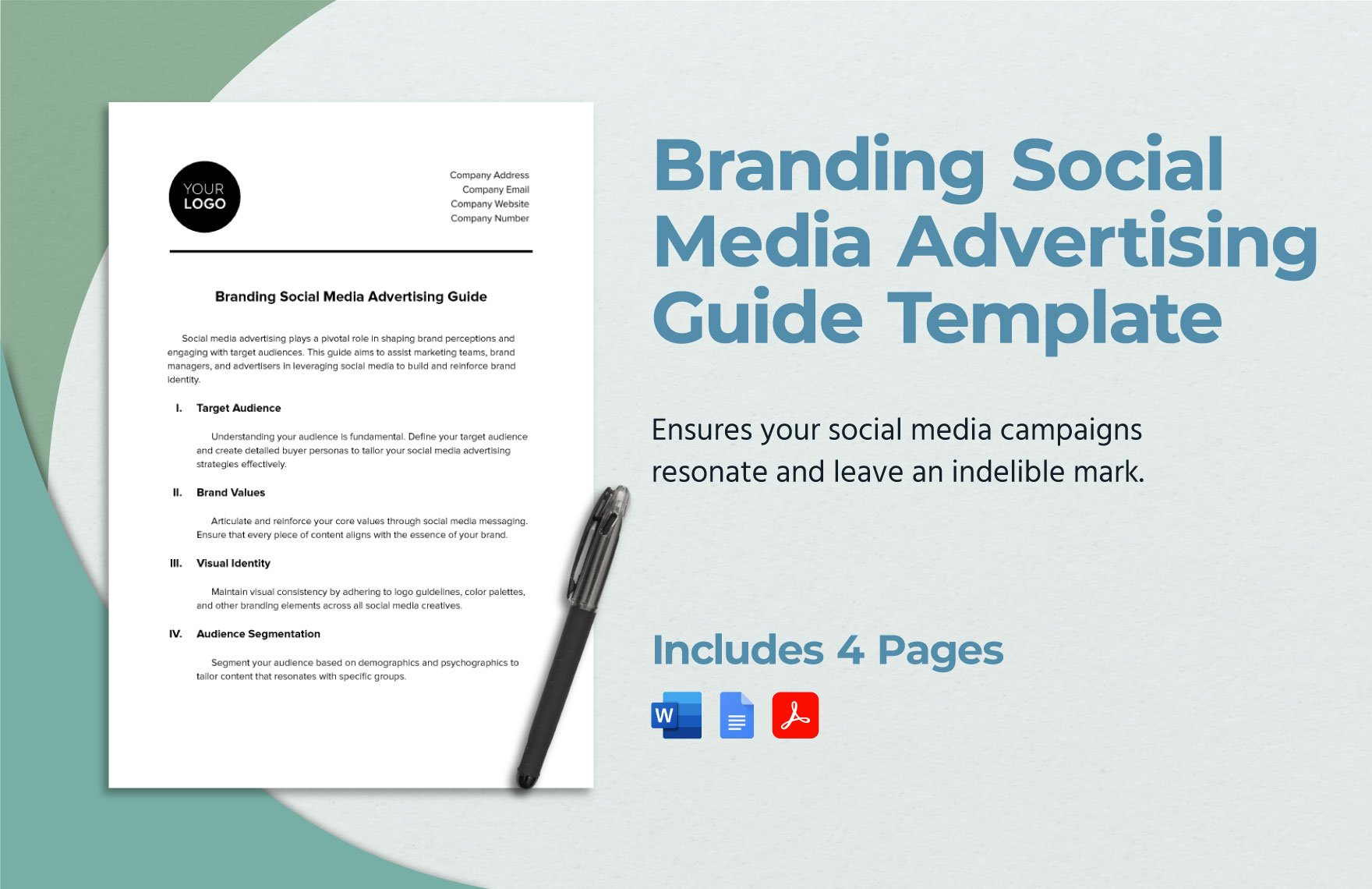 Branding Social Media Advertising Guide Template in Word, Google Docs, PDF