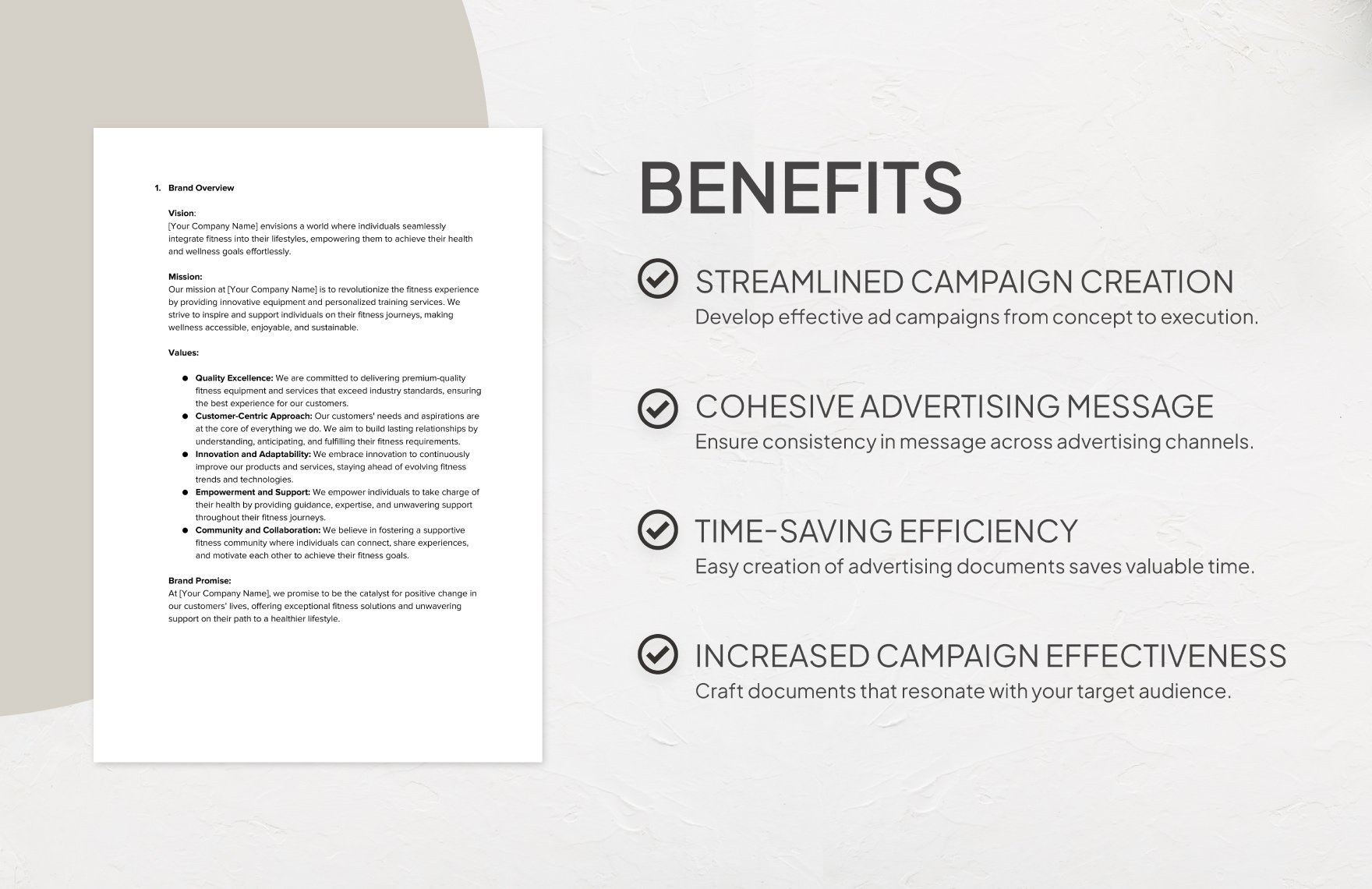 Comprehensive Brand Advertising Strategy Document Template