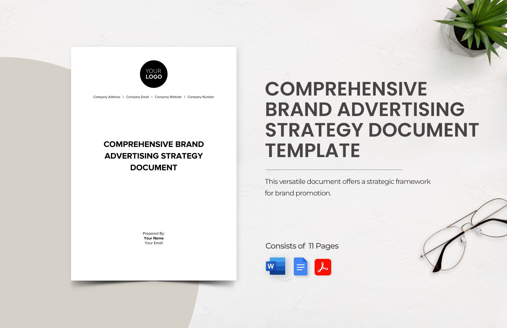 Comprehensive Brand Advertising Strategy Document Template in Word, Google Docs, PDF
