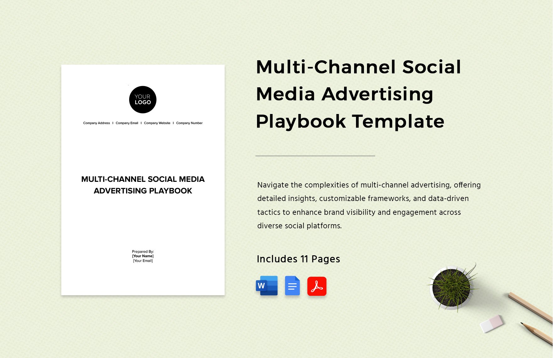 Multi-Channel Social Media Advertising Playbook Template in Word, Google Docs, PDF